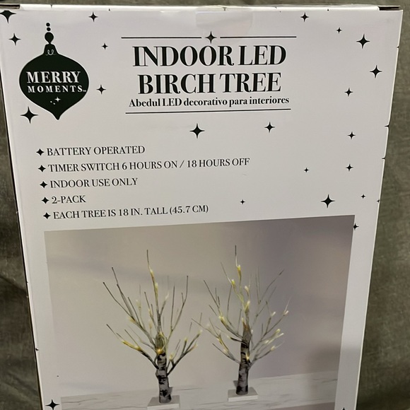 Indoor Christmas Light Up LED Faux Birch Trees, Set of 2, 18” - Picture 5 of 9